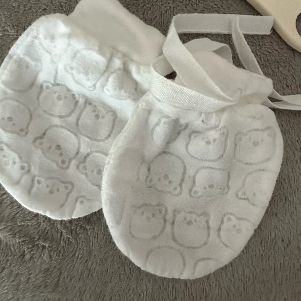 White Baby Mittens Set